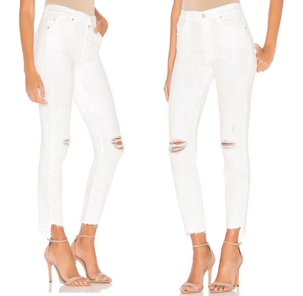 Mother The Stunner Ankle Fray Jeans White Size 25